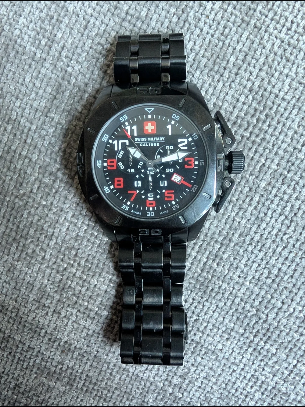 Swiss Military Calibre Men's Black Chronograph Jacket-Style Watch